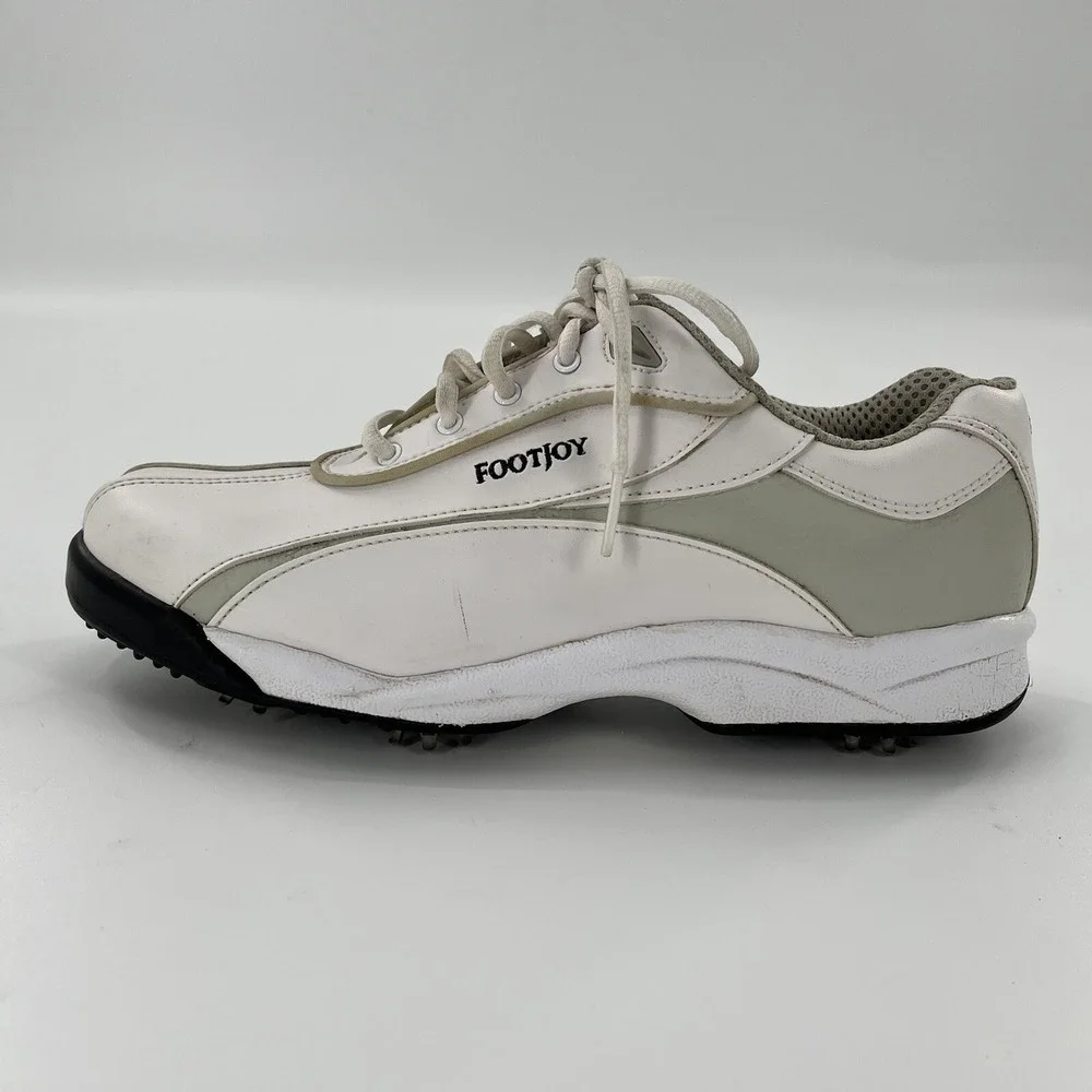 FootJoy GreenJoys Golf Shoes Womens 8.5 M Softspikes White Green Cleats Sneakers